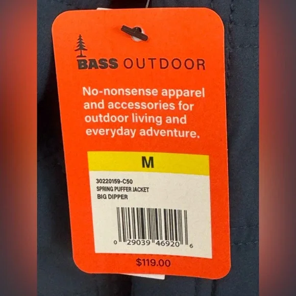 Bass Outdoor Womens Zip Front Quilted Puffer Jacket Navy Oversized Medium NWT - Picture 5 of 12